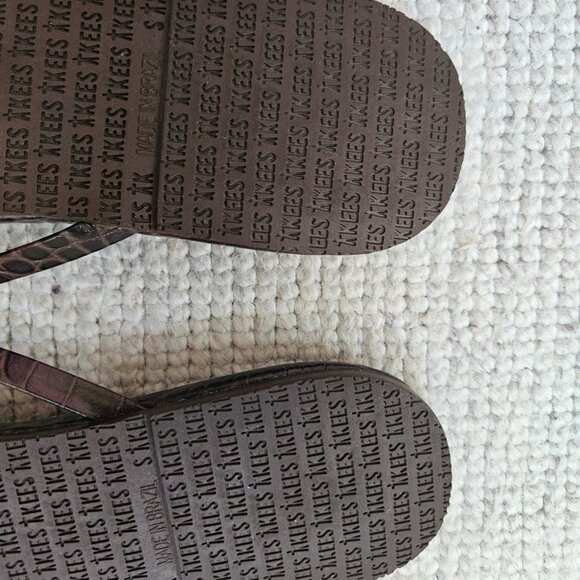 TKEES Square Toe Lily Croc Thong Sandal Flip Flop Brown Carob US 10 EU 41 Unworn - Picture 4 of 8